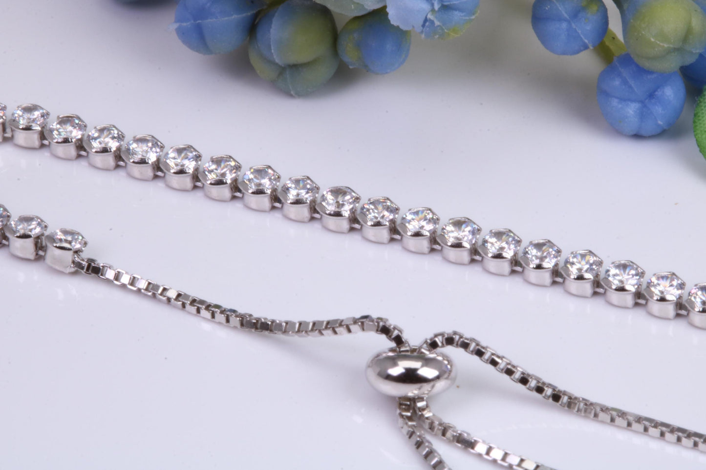 Line Tennis Bracelet, made from solid Sterling Silver, Length adjustable