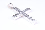 Large Hammered Finish 57 mm Long, Chunky Cross with Good Weighty Feel, High Polished Finish, Made From Solid Cast Silver, British Hallmarked