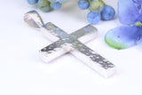 Large Hammered Finish 57 mm Long, Chunky Cross with Good Weighty Feel, High Polished Finish, Made From Solid Cast Silver, British Hallmarked