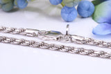 Diamond cut Twisted Rope Chain, 24 inch long x 2.30 mm wide, made from solid Sterling Silver, British Hallmarked