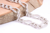 Gents heavy Flat Diamond cut Cubic Zirconia set Curb Links, made from solid Sterling Silver, 20 Inches Long x 10 mm wide