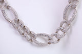 Gents heavy Flat Diamond cut Cubic Zirconia set Curb Links, made from solid Sterling Silver, 20 Inches Long x 10 mm wide