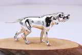 Pointer Dog Miniature Figurine, 51 mm Long, Made from Cast 925 Grade Sterling Silver with British Hallmark