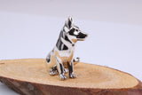 Sitting German Shepard Dog Miniature Figurine, Made from Cast 925 Grade Sterling Silver with British Hallmark