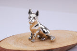 Sitting German Shepard Dog Miniature Figurine, Made from Cast 925 Grade Sterling Silver with British Hallmark