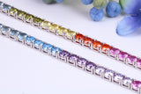 Rainbow Cubic Zirconia set Tennis Necklace, made from solid Sterling Silver, 20 Inches Long x 4 mm wide