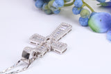 45 mm Long Cubic Zirconia Encrusted Cross Necklace, made from solid Sterling Silver