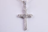 42 mm Long Cubic Zirconia Encrusted Cross , made from solid cast Sterling Silver