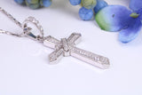 42 mm Long Cubic Zirconia Encrusted Cross , made from solid cast Sterling Silver