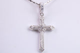 42 mm Long Cubic Zirconia Encrusted Cross , made from solid cast Sterling Silver