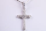 42 mm Long Cubic Zirconia Encrusted Cross , made from solid cast Sterling Silver