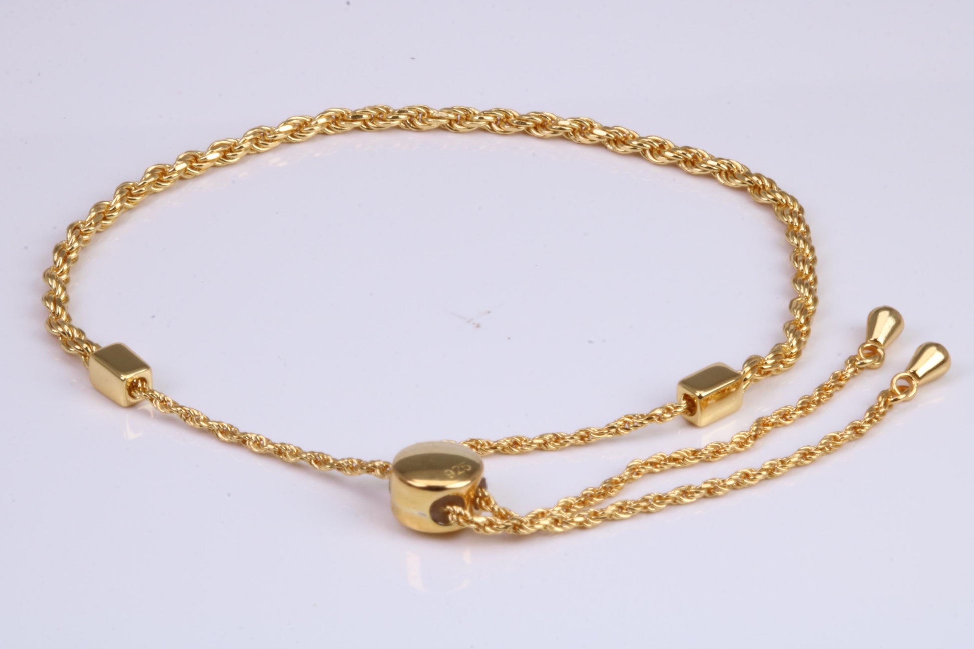 Twisted Rope Bracelet, made from solid Sterling Silver and Yellow Gold Plated, Length adjustable