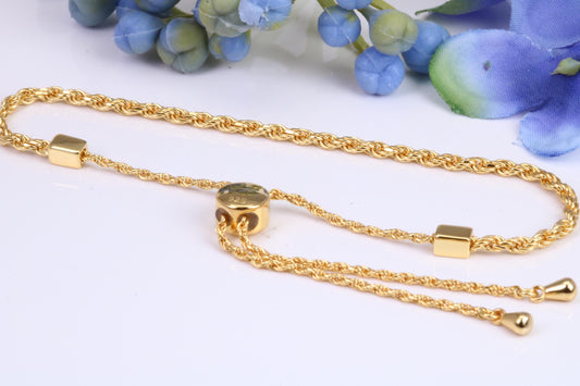 Twisted Rope Bracelet, made from solid Sterling Silver and Yellow Gold Plated, Length adjustable