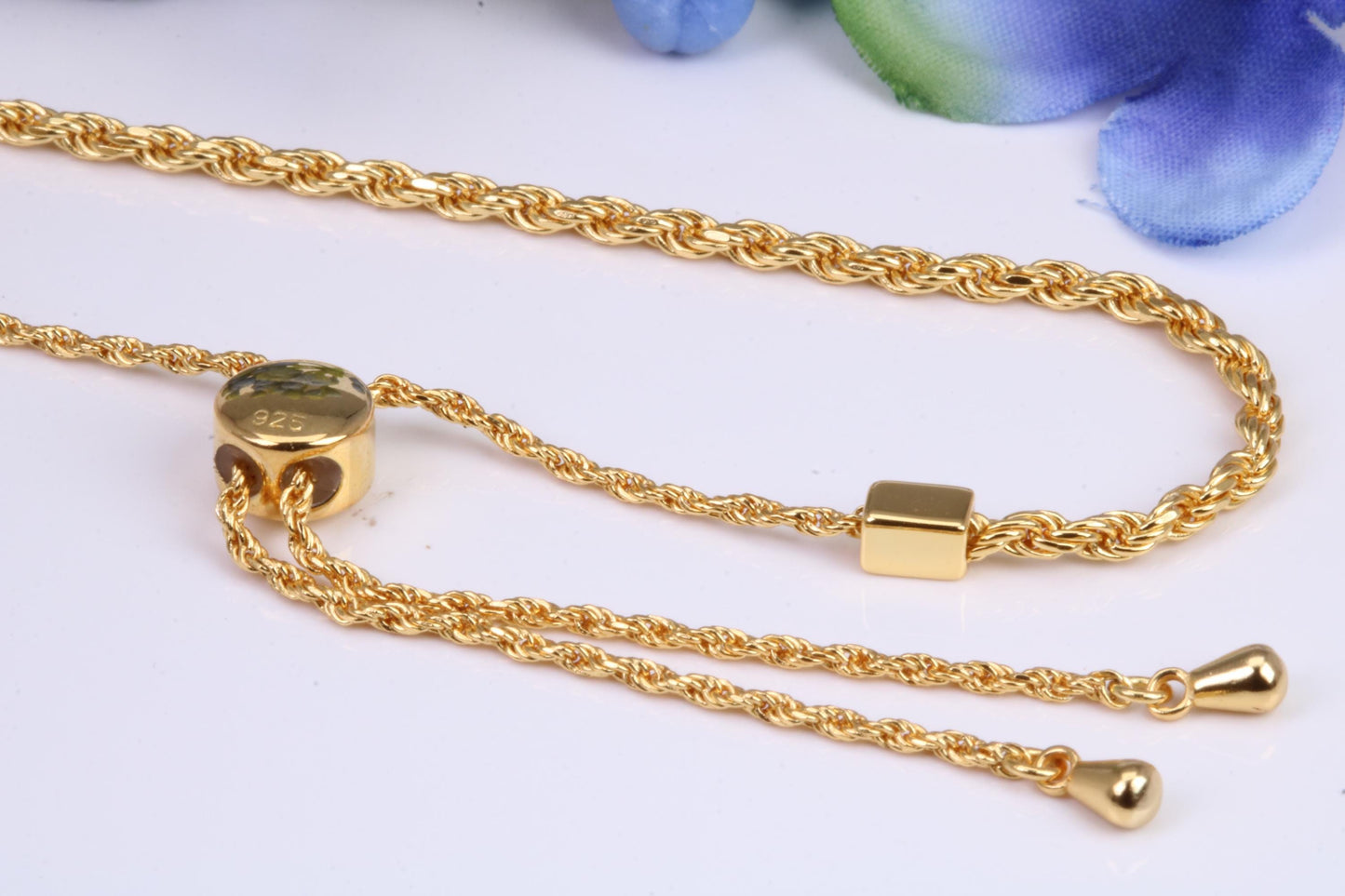 Twisted Rope Bracelet, made from solid Sterling Silver and Yellow Gold Plated, Length adjustable