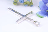 Large Hammered Finish 50 mm Long Chunky Cross, Complete with Silver Chain, Made From Solid Cast Silver, British Hallmarked