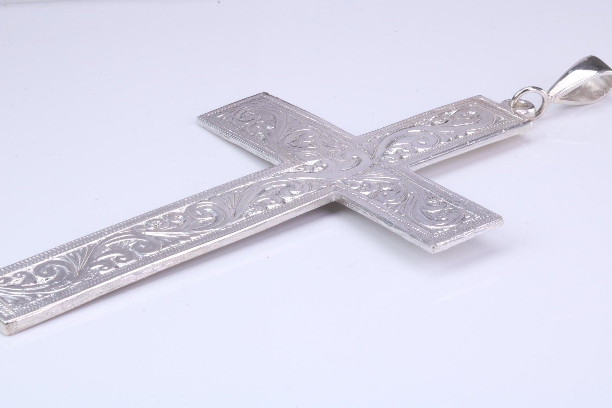 Very Very Large Ornate Cross, Measuring 110 mm Long, Made From Solid Cast Silver, British Hallmarked