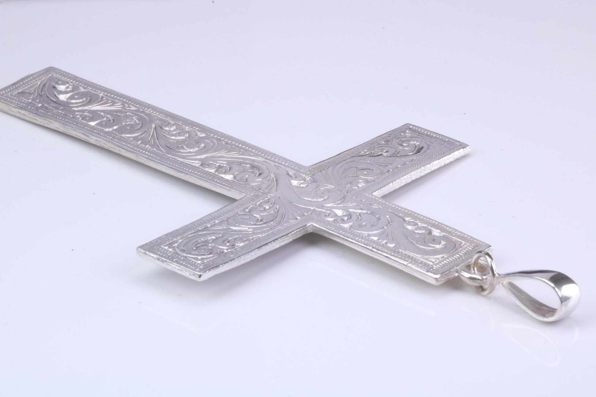 Very Very Large Ornate Cross, Measuring 110 mm Long, Made From Solid Cast Silver, British Hallmarked