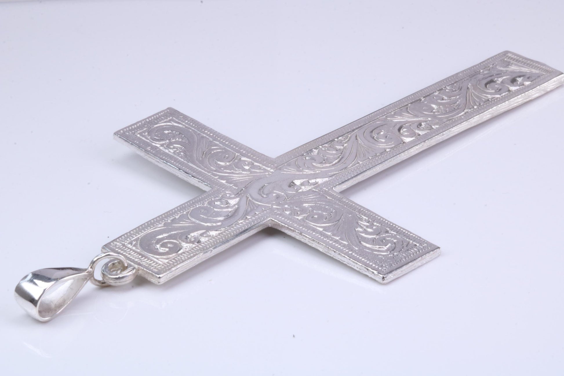 Very Very Large Ornate Cross, Measuring 110 mm Long, Made From Solid Cast Silver, British Hallmarked