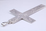 Very Very Large Ornate Cross, Measuring 110 mm Long, Made From Solid Cast Silver, With Heavy Belcher Chain, British Hallmarked