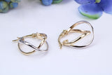20 mm Long Two Colour Hoop Creole Earrings Made from 9ct Yellow and White Gold