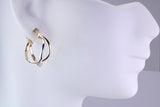 20 mm Long Two Colour Hoop Creole Earrings Made from 9ct Yellow and White Gold