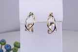 20 mm Long Two Colour Hoop Creole Earrings Made from 9ct Yellow and White Gold