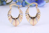 24 mm Long Three Colour Hoop Creole Earrings Made from 9ct Yellow Gold