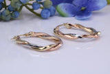 30 mm Long Two Tone Hoop Creole Earrings Made from Solid 9ct Yellow Gold