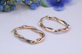 30 mm Long Two Tone Hoop Creole Earrings Made from Solid 9ct Yellow Gold