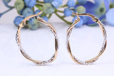 27 mm Long Two Tone Hoop Creole Earrings Made from Solid 9ct Yellow Gold