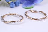 27 mm Long Two Tone Hoop Creole Earrings Made from Solid 9ct Yellow Gold