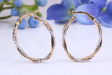 27 mm Long Two Tone Hoop Creole Earrings Made from Solid 9ct Yellow Gold