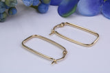 27 mm Long Rectangle Hoop Creole Earrings Made from Solid 9ct Yellow Gold