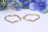20 mm Love Heart Shape Hoop Creole Earrings Made from Solid 9ct Yellow Gold