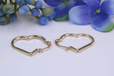 20 mm Love Heart Shape Hoop Creole Earrings Made from Solid 9ct Yellow Gold