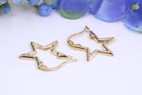 20 mm Star Shape Hoop Creole Earrings Made from Solid 9ct Yellow Gold