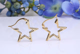 20 mm Star Shape Hoop Creole Earrings Made from Solid 9ct Yellow Gold