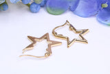 20 mm Star Shape Hoop Creole Earrings Made from Solid 9ct Yellow Gold