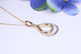 Diamond set Necklace, Two Tone Finish, Together with 16 Inch Long Chain, Made from Solid Yellow Gold