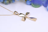 25 mm Long Cross Together with 16 Inch Long Chain, Made from Solid Yellow Gold with High Polished Finish