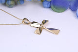 25 mm Long Cross Together with 16 Inch Long Chain, Made from Solid Yellow Gold with High Polished Finish