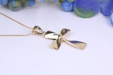 25 mm Long Cross Together with 16 Inch Long Chain, Made from Solid Yellow Gold with High Polished Finish