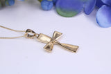 25 mm Long Cross Together with 16 Inch Long Chain, Made from Solid Yellow Gold with High Polished Finish
