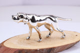 Pointer Dog Miniature Figurine, 51 mm Long, Made from Cast 925 Grade Sterling Silver with British Hallmark