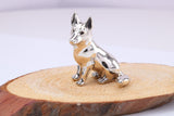 Sitting German Shepard Dog Miniature Figurine, Made from Cast 925 Grade Sterling Silver with British Hallmark