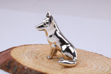Sitting German Shepard Dog Miniature Figurine, Made from Cast 925 Grade Sterling Silver with British Hallmark