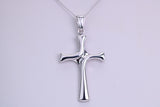 38 mm Long White Gold Cross Necklace Together with 16 Inch Long Chain, Made from Solid White Gold with High Polished Finish