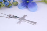 38 mm Long White Gold Cross Necklace Together with 16 Inch Long Chain, Made from Solid White Gold with High Polished Finish