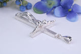 55 mm Long, Large and Heavy Sterling Silver Crucifix, Made From Solid Cast Silver, British Hallmarked
