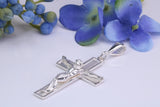 50 mm Long, Large Sterling Silver Crucifix, Made From Solid Cast Silver, British Hallmarked